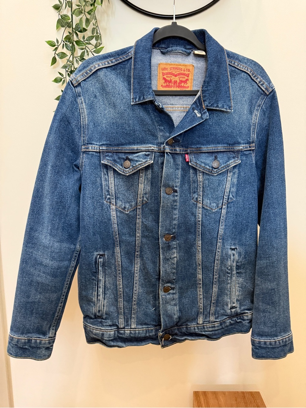 Levi's Men's Dark Blue Denim Jacket with Fading